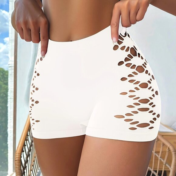 Seamless Hollow Out Boyshorts - Picture 1 of 7